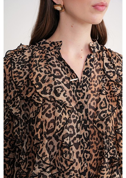 Bej Valon Detaylı Bol Kesim Gömlek 10823 indirimleri