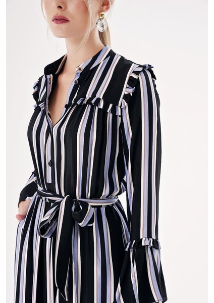 Siyah Beli Lastikli Büzgülü Uzun Elbise 94541 indirimleri