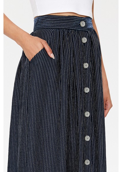 Siyah Düğmeli ve Büzgülü Etek 81052 fırsatları