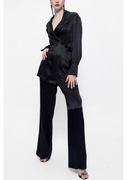 Siyah Bol Kesim Ceketli Ikili Takım 12282