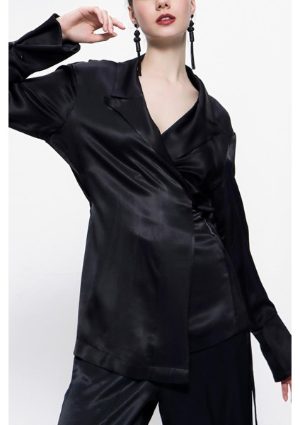 Siyah Bol Kesim Ceketli Ikili Takım 12282 fırsatları