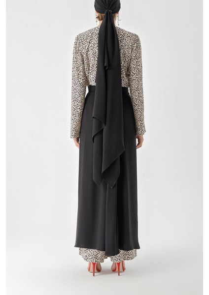 Siyah Bej Beli Lastikli Pantolonlu Etekli Şallı Dörtlü Takım 12327 fırsatları