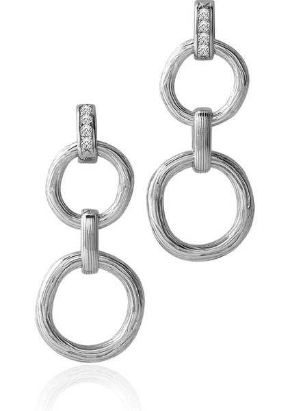 Gümüş Birbirine Bağlı Halka Detaylı 925 Ayar Gümüş Küpe 164