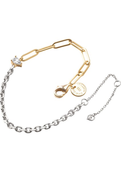 Altın Iki Farklı Zincir ve Taş Detaylı 925 Ayar Gümüş Bileklik 116 modelleri