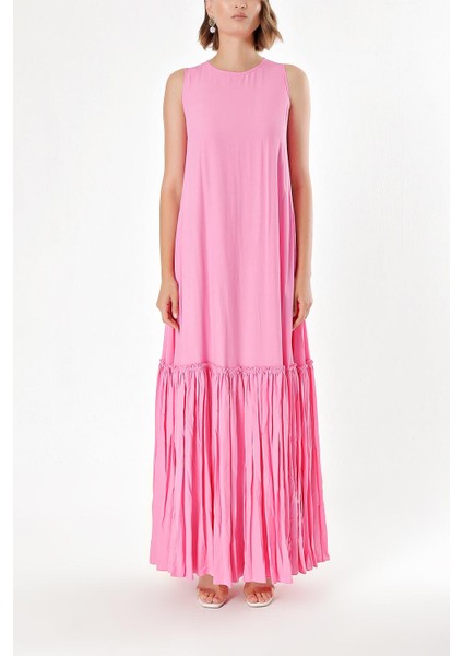 Pembe Eteği Büzgülü Kolsuz Elbise 93745 fiyatları