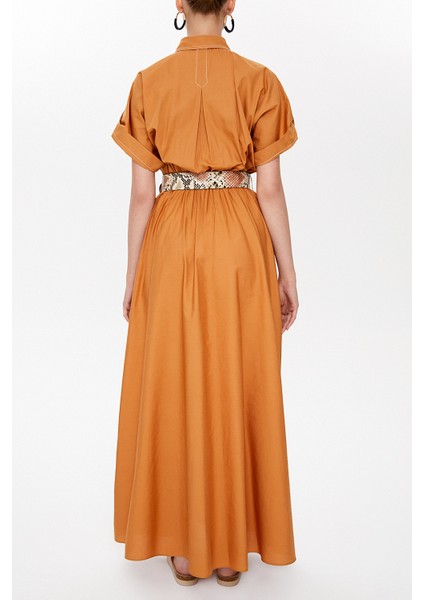 Tarçın Cepli Beli Lastikli Uzun Elbise 93098 fırsatları