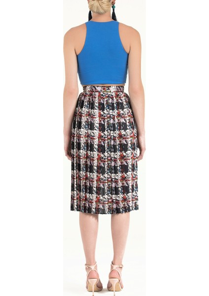 Desenli Fermuarlı Piliseli Etek 80974 fırsatları