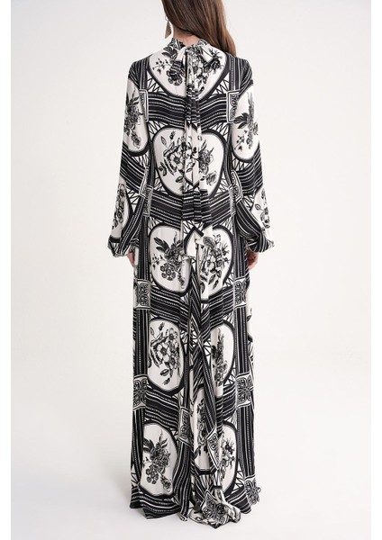 Siyah Bol Kesim Balon Kol Uzun Elbise 94596 fırsatları