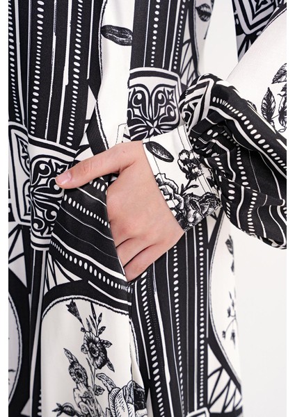 Siyah Bol Kesim Balon Kol Uzun Elbise 94596 indirimleri