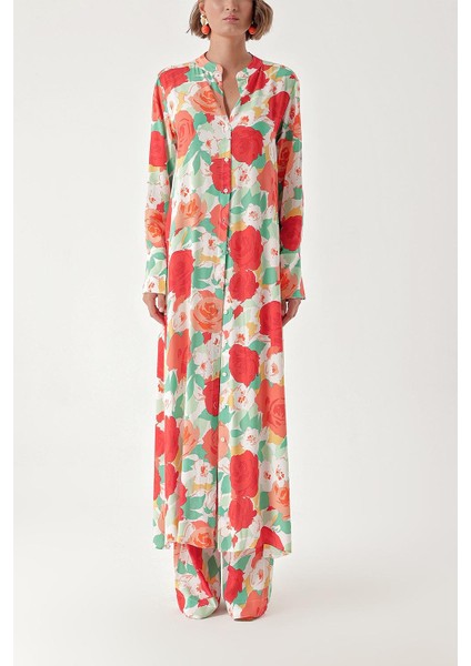 Beyaz Renkli Çiçekli Beli Lastikli Pantolonlu Ikili Takım 12322 fiyatları