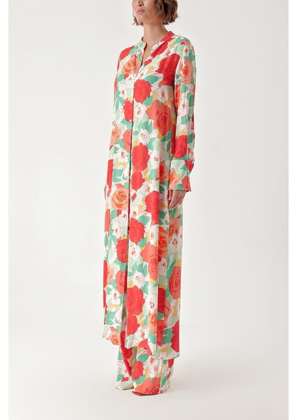 Beyaz Renkli Çiçekli Beli Lastikli Pantolonlu Ikili Takım 12322 modelleri