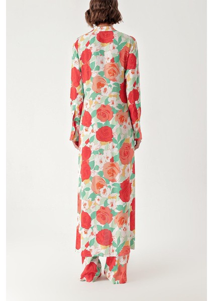 Beyaz Renkli Çiçekli Beli Lastikli Pantolonlu Ikili Takım 12322 fırsatları