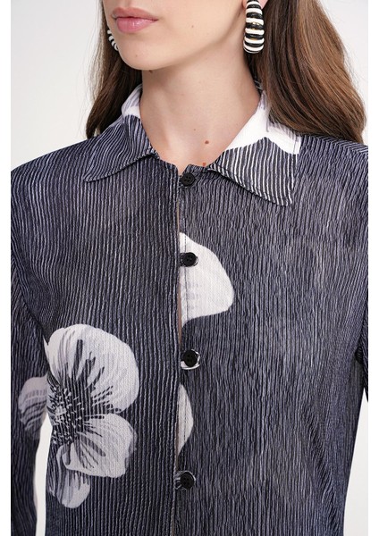 Siyah Piliseli Uzun Gömlek ve Beli Lastikli Panlonlu Takım 12356 indirimleri