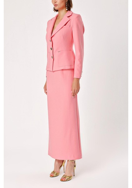 Pembe Uzun Etek ve Blazer Ceketli Ikili Takım 12281 fiyatları