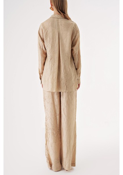 Ekru Kraşlı Pantalon Gömlek Takım 12352 fırsatları