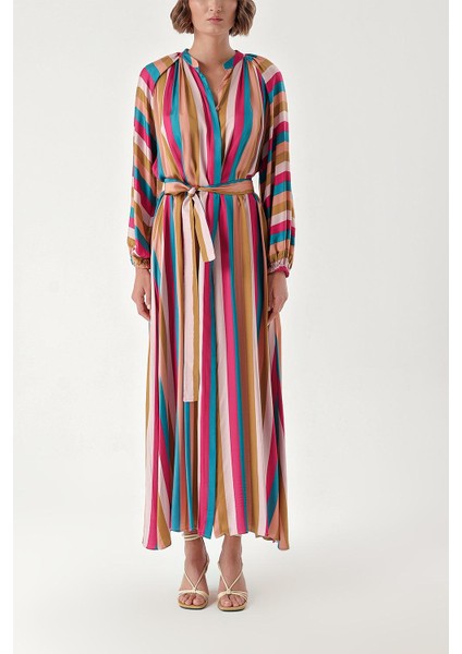 Pembe Kolları Lastikli Gömlek Elbise 94296 fiyatları