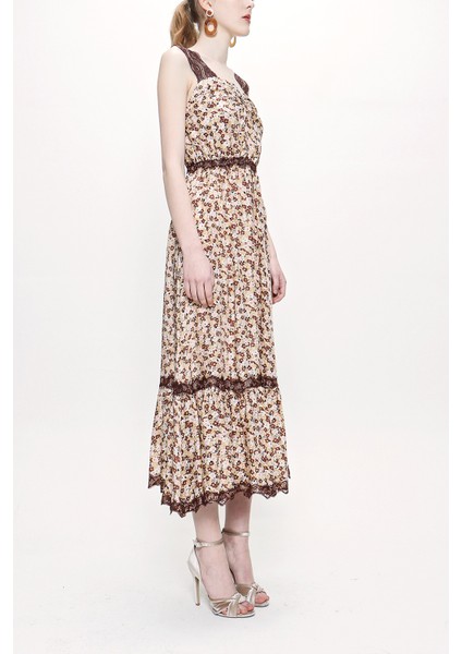 Bej Askılı Dantelli Elbise 93799 fiyatları