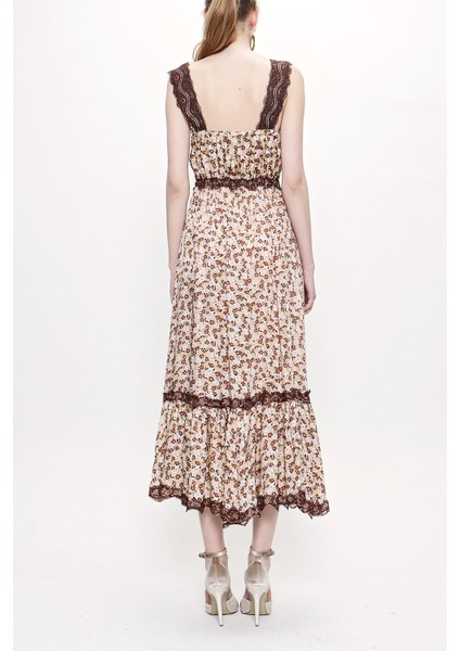 Bej Askılı Dantelli Elbise 93799 modelleri