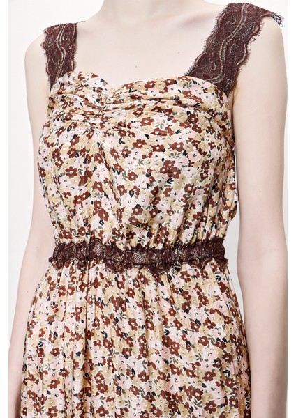 Bej Askılı Dantelli Elbise 93799 fırsatları