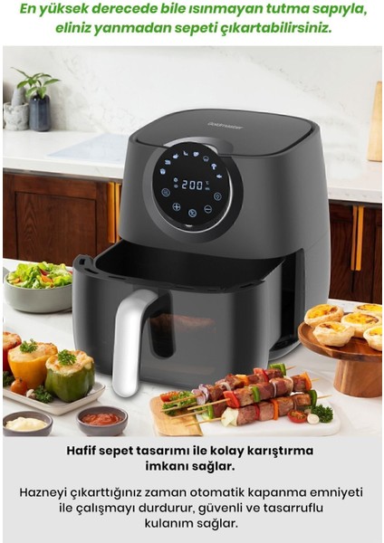 1700W Xl Dokunmatik Airfryer, 8 Ön Ayarlı, Cam Kapaklı, Aydınlatmalı, Sıcak Hava Fritözü fiyatları