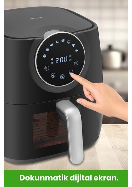 1700W Xl Dokunmatik Airfryer, 8 Ön Ayarlı, Cam Kapaklı, Aydınlatmalı, Sıcak Hava Fritözü modelleri