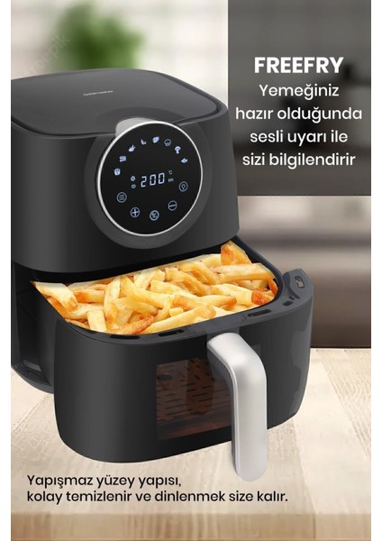 1700W Xl Dokunmatik Airfryer, 8 Ön Ayarlı, Cam Kapaklı, Aydınlatmalı, Sıcak Hava Fritözü indirimleri