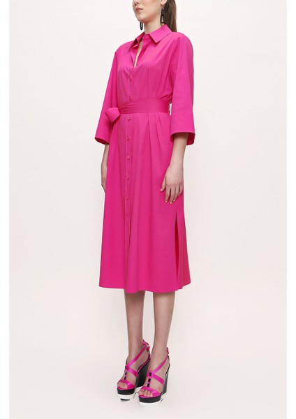 Fuşya Kemerli Bol Kesim Gömlek Elbise 93995 fiyatları