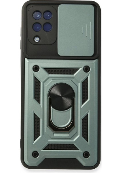 Samsung Galaxy A22 Kılıf Pars Lens Yüzüklü Silikon - Yeşil