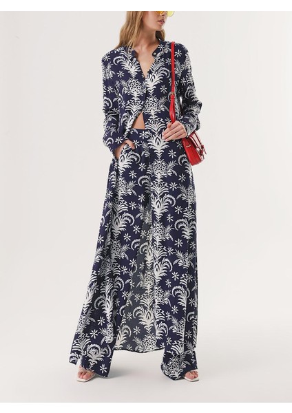 Lacivert Beli Lastikli Pantolonlu Ikili Takım 12317