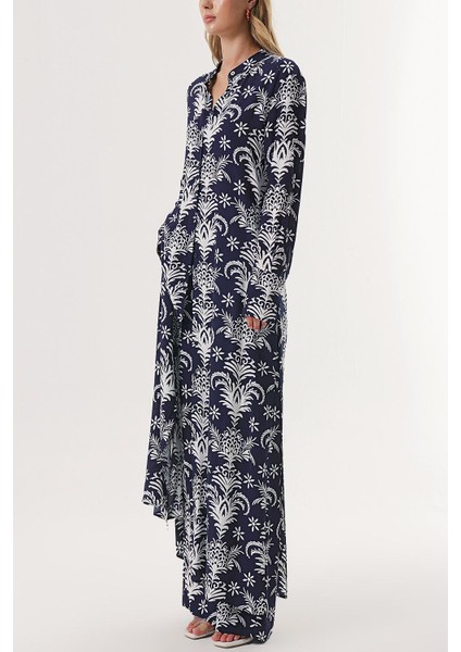 Lacivert Beli Lastikli Pantolonlu Ikili Takım 12317 modelleri