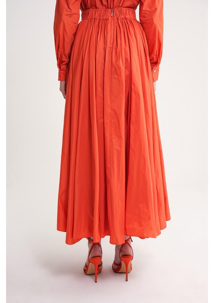 Tarçın Yüksek Bel Lastik ve Fermuar Detaylı Uzun Etek 81310 fırsatları