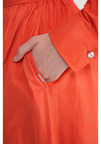 Tarçın Yüksek Bel Lastik ve Fermuar Detaylı Uzun Etek 81310 indirimleri