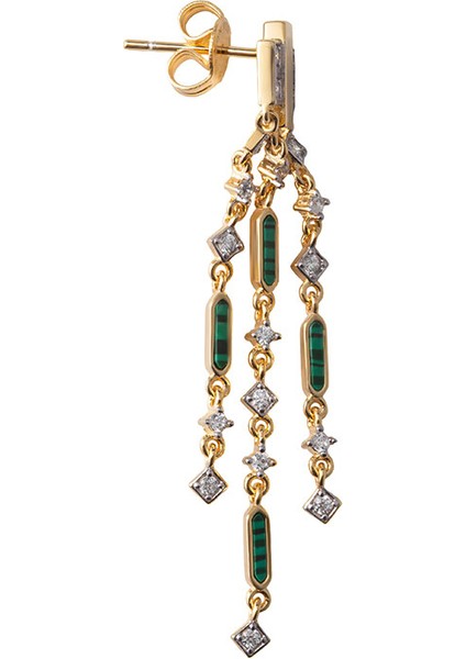 Altın Sallantılı Yeşil Detaylı ve Kristal Taşlı 925 Ayar Gümüş Küpe 137 fırsatları