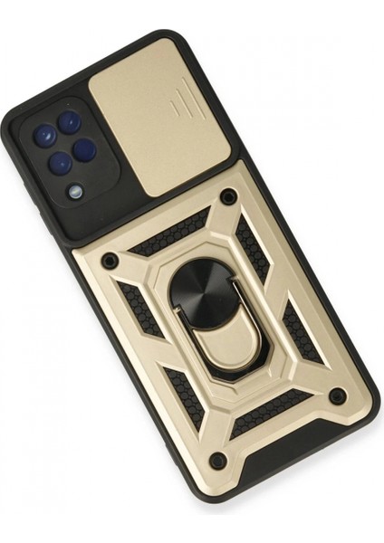 Samsung Galaxy A22 Kılıf Pars Lens Yüzüklü Silikon - Gold modelleri