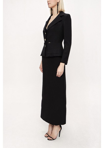 Siyah Uzun Etek ve Blazer Ceketli Ikili Takım 12281 fiyatları