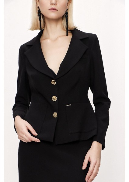 Siyah Uzun Etek ve Blazer Ceketli Ikili Takım 12281 modelleri