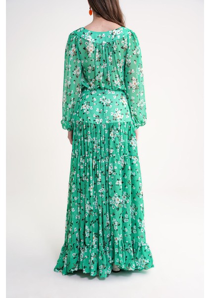 Yeşil Bol Kesim Bluz ve Uzun Büzgülü Etekli Ikili Takım 12345 fırsatları