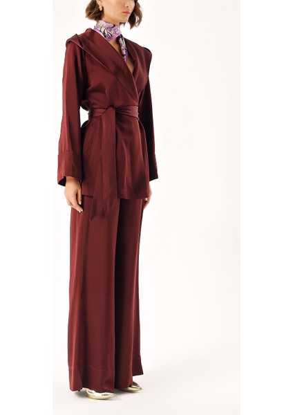 Mürdüm Kapüşonlu Üst ve Pantolonlu Ikili Takım 12325 modelleri