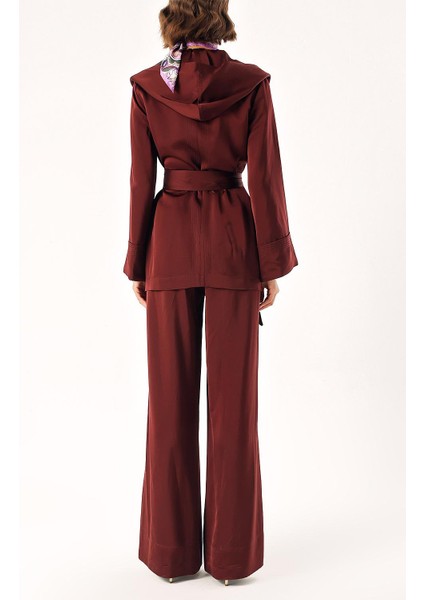 Mürdüm Kapüşonlu Üst ve Pantolonlu Ikili Takım 12325 fırsatları