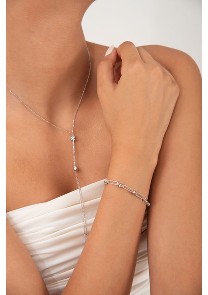 Gümüş Dikdörtgen Halka Detaylı 925 Ayar Gümüş Bileklik 125 fiyatları