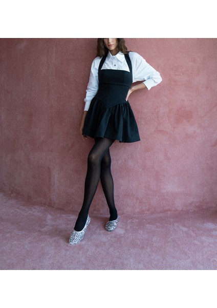 Siyah Vücuda Oturan Boyundan Askılı Mini Elbise 94600