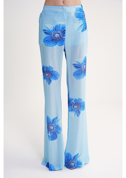 Mavi Beli Lastikli Piliseli Bol Paça Pantolon 41649 fiyatları