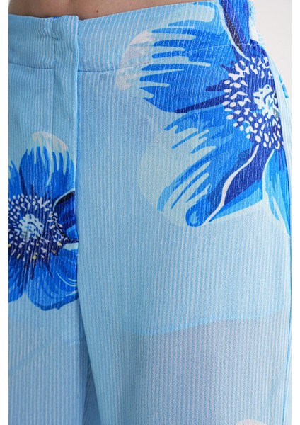 Mavi Beli Lastikli Piliseli Bol Paça Pantolon 41649 indirimleri