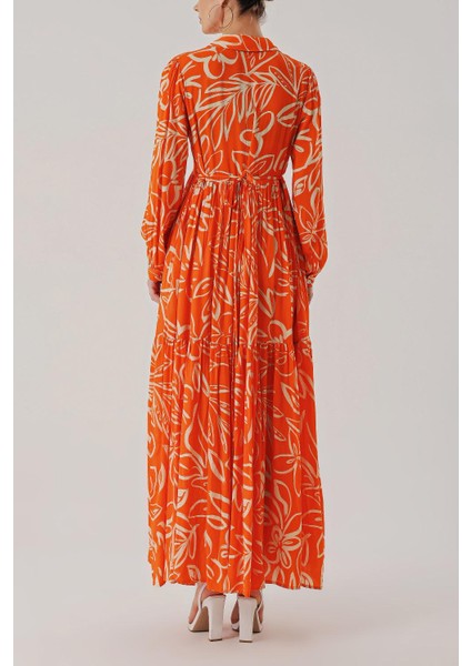 Turuncu Kemerli Rahat Gömlek Elbise 94389 fırsatları