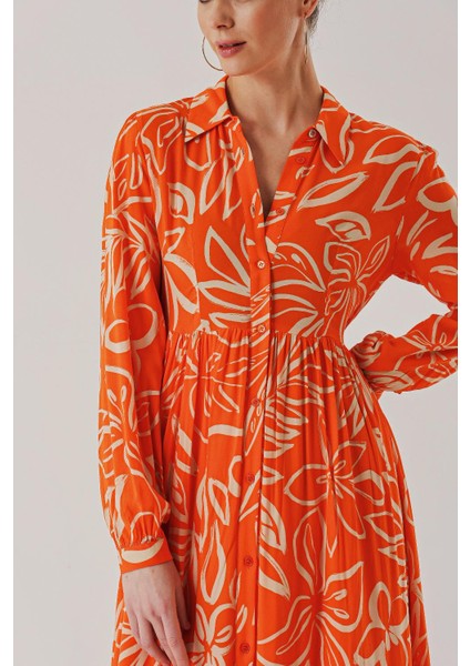 Turuncu Kemerli Rahat Gömlek Elbise 94389 indirimleri