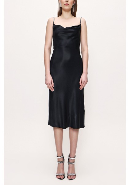 Siyah Ip Askılı Elbise 93970