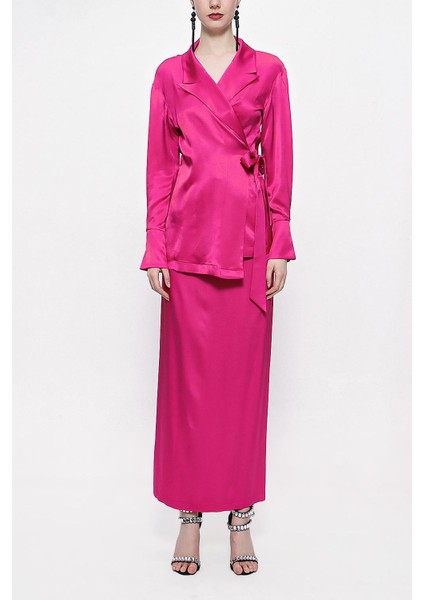 Fuşya Bol Kesim Ceket ve Etekli Takım 12290 fiyatları