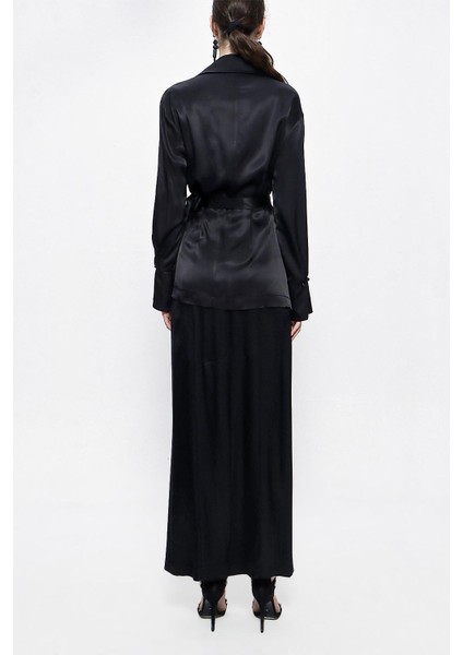 Siyah Bol Kesim Ceket ve Etekli Takım 12290 indirimleri