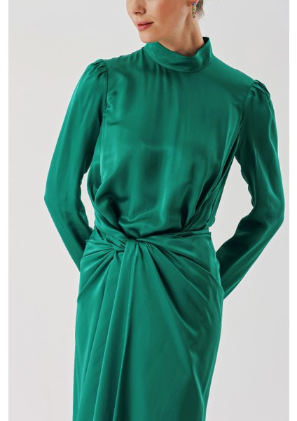 Yeşil Etekten Bağlamalı Uzun Elbise 94204 indirimleri