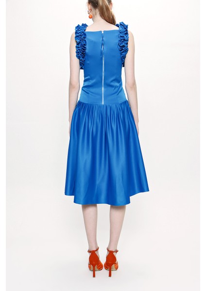 Mavi Kolsuz Dar Kesim Elbise 93901